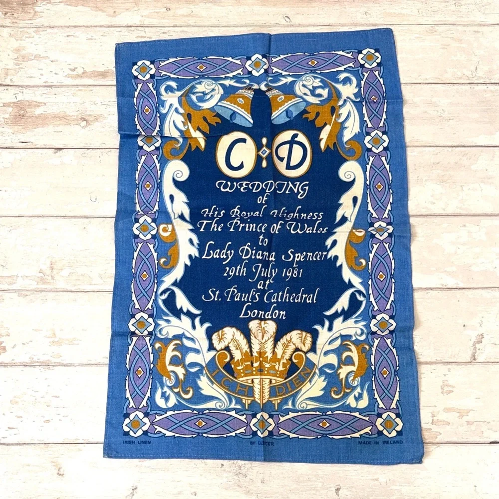Wedding Announcement Blue Banner Lady Princess Diana Prince of Wales 28x18in